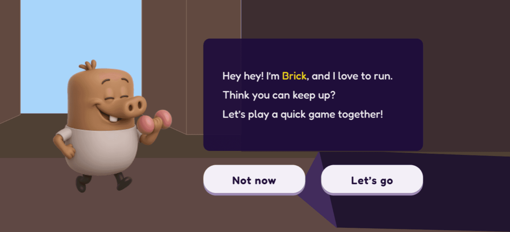 First login welcome screen with Brick
