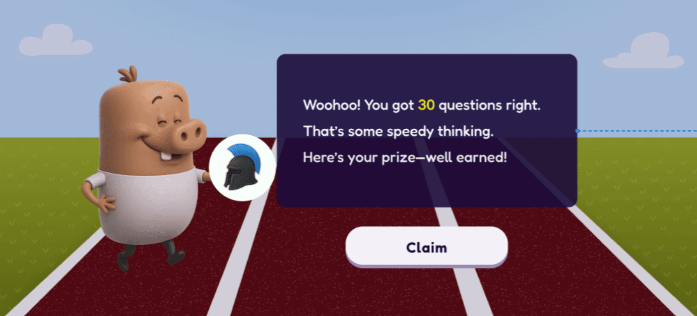 Completion and rewards screen